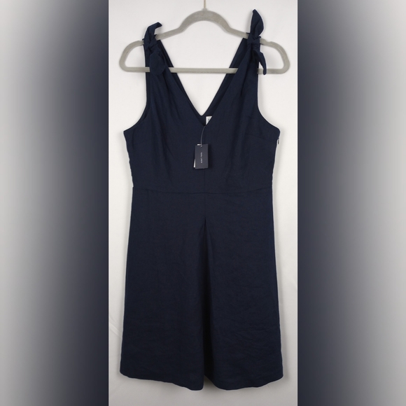 NWT GAP Sleeveless Tie Shoulder Linen Dress Size 10 - Picture 2 of 7